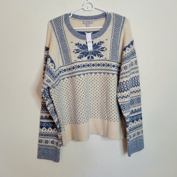J Crew Fair Isle snowflake crewneck in Supersoft yarn BM232 Large XL - Picture 4 of 11